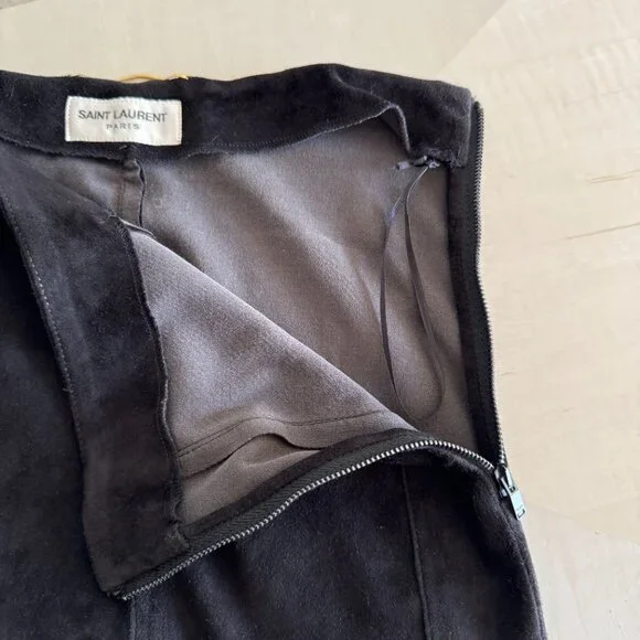 SAINT LAURENT Suede Biker Zipped Detailed Pants - Picture 6 of 13